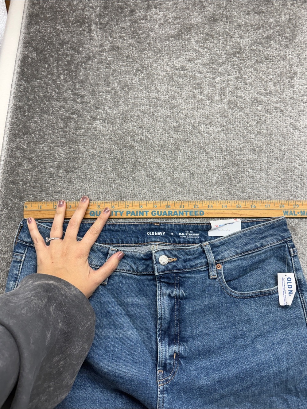 NWT Old Navy OG Straight Leg Blue Jeans Womens 16 High Rise - Picture 6 of 11